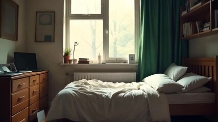An untidy bedroom with papers and documents on the floor