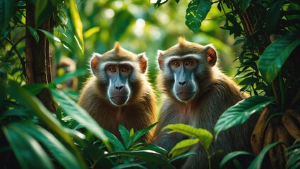 Fototapeta premium Known as the white-throated monkey, Sykes' monkey is an Old World monkey that inhabits regions between and.