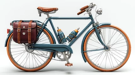 Fototapete Rund a vintage bicycle on a white isolated background, retro and stylish design © กาซือมะ สาและ
