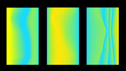 Fototapeta premium Set of Abstract spring fantasy gradient backgrounds in yellow, green, cyan colors. Vector vertical texture for seasonal poster, flyer, web banner, social media apps design.