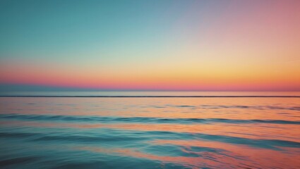 Obraz premium Beach at sunset with the sea. Ocean sky featuring the sun. Sunrise water scenery. Horizon clouds with coastal waves in nature. Evening's stunning orange twilight.