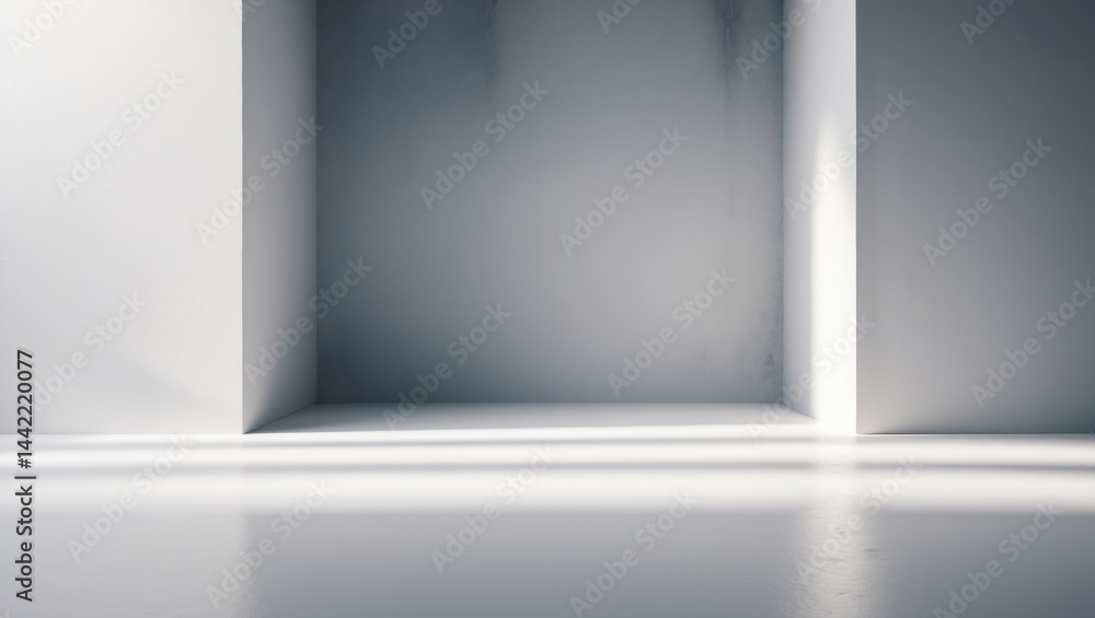 Poster Cement wall studio background with an empty gray and white color texture pattern.