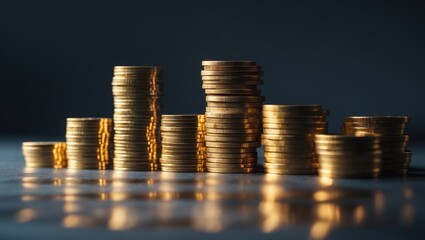 Background with a Stack of Gold Coins.