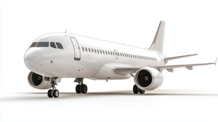 White Passenger Airplane on White Background