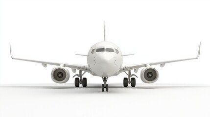 Naklejka premium White Passenger Airplane Front View on White Background