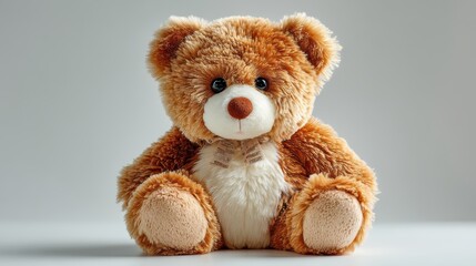 Obraz premium a soft, plush teddy bear on a white isolated background, cute and comforting look