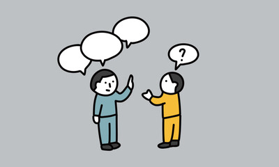 Q&A　質疑応答　質問に答える人物のイラスト