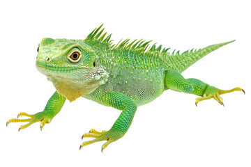 Obraz premium Vivid green lizard, side view
