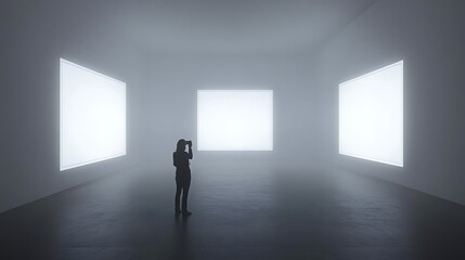 Fototapeta premium Empty gallery with a viewer