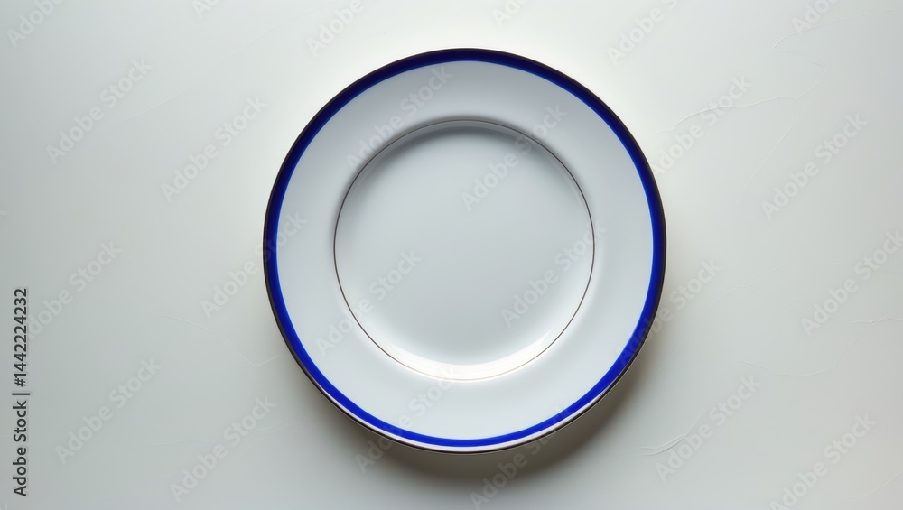 Poster Plain ceramic round plate set against a white backdrop with clipping path