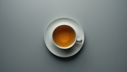 Flat lay of tea cup composition against background with layout and copy space for mockup