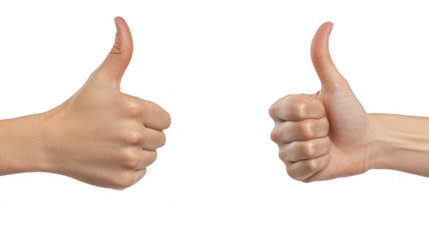 Two hands exhibiting the gesture of approval with thumbs up, conveying a positive message with the upward pointing digit, on a transparent background, PNG image, PNG file.