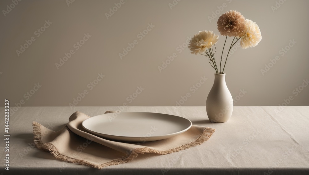 Poster simple contemporary table arrangement with area for text or menu