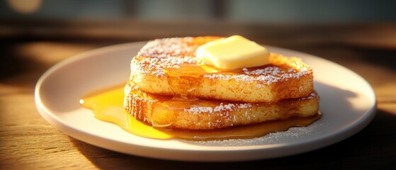 French toast with butter and syrup