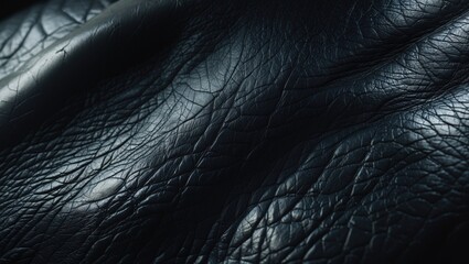 Fototapeta premium Detailed view of black pebble leather surface showing texture, production, and background