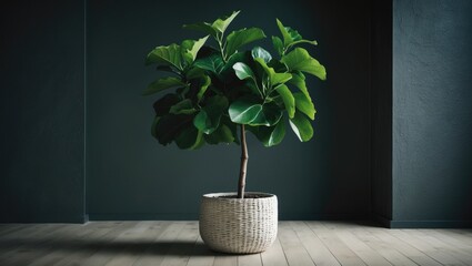 Fiddle Leaf Fig Indoor Tree with Green Foliage