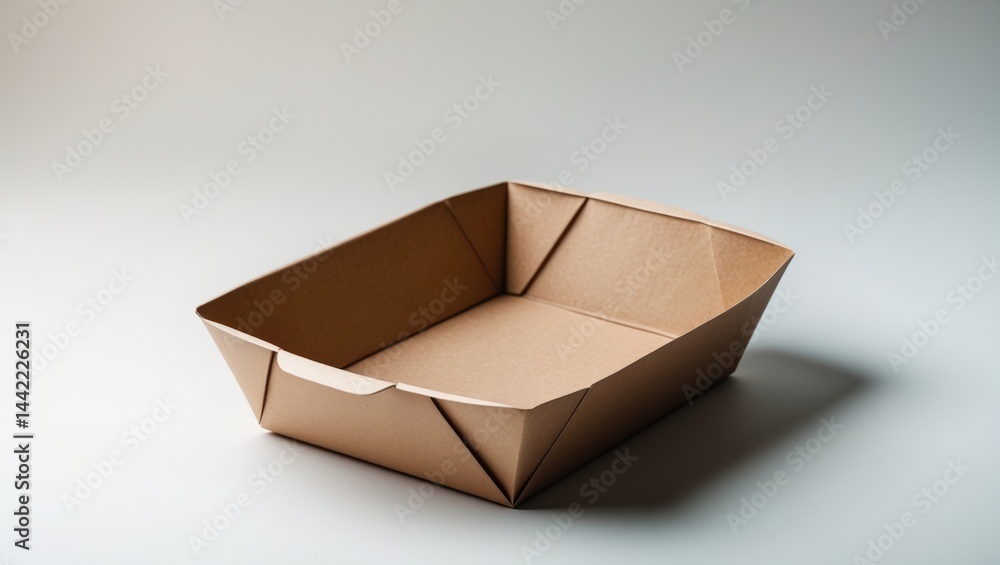 Poster white background with an empty disposable paper fast food tray