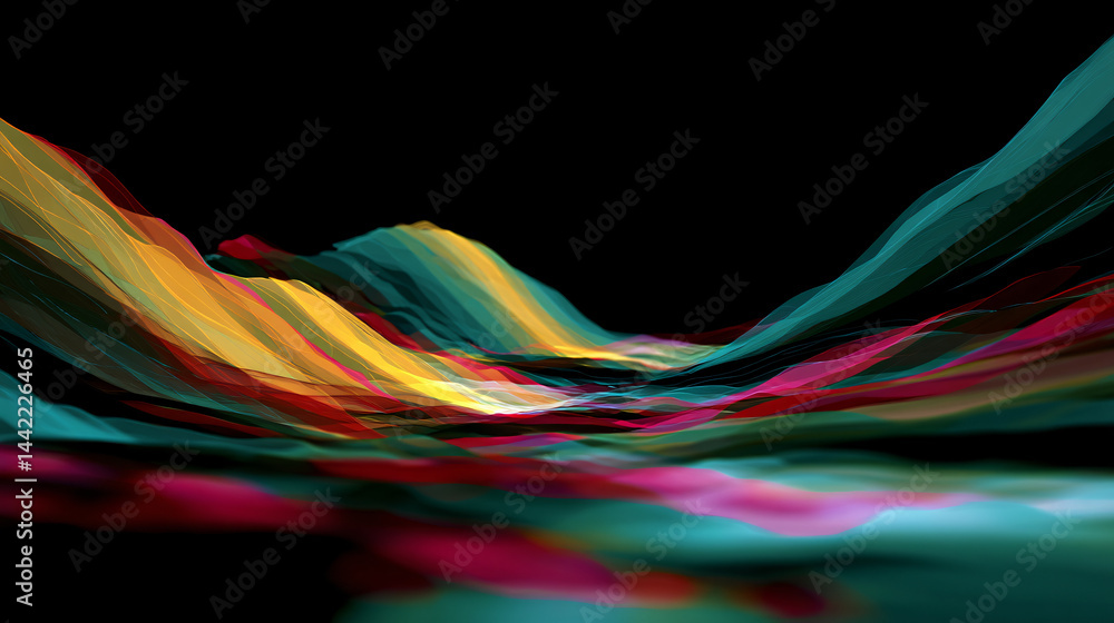 Poster colorful abstract waves design digital art vibrant with a soft viewpoint modern concept for visual a