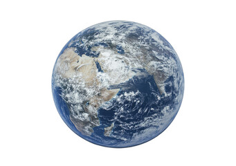 Full Earth showing Africa and Middle East with cloud cover, illustrating continents and oceans from space perspective on a transparent background, PNG image, PNG file.