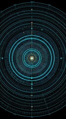 Abstract circular light pattern in gradient blue tones, symbolizing global connectivity and harmony