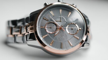 a stylish wristwatch on a white isolated background, polished and elegant design