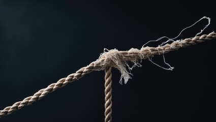 Breaking taut rope set against a background