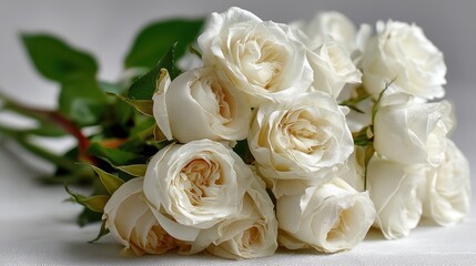 Obraz premium a bouquet of white roses on a white isolated background, elegant and refined