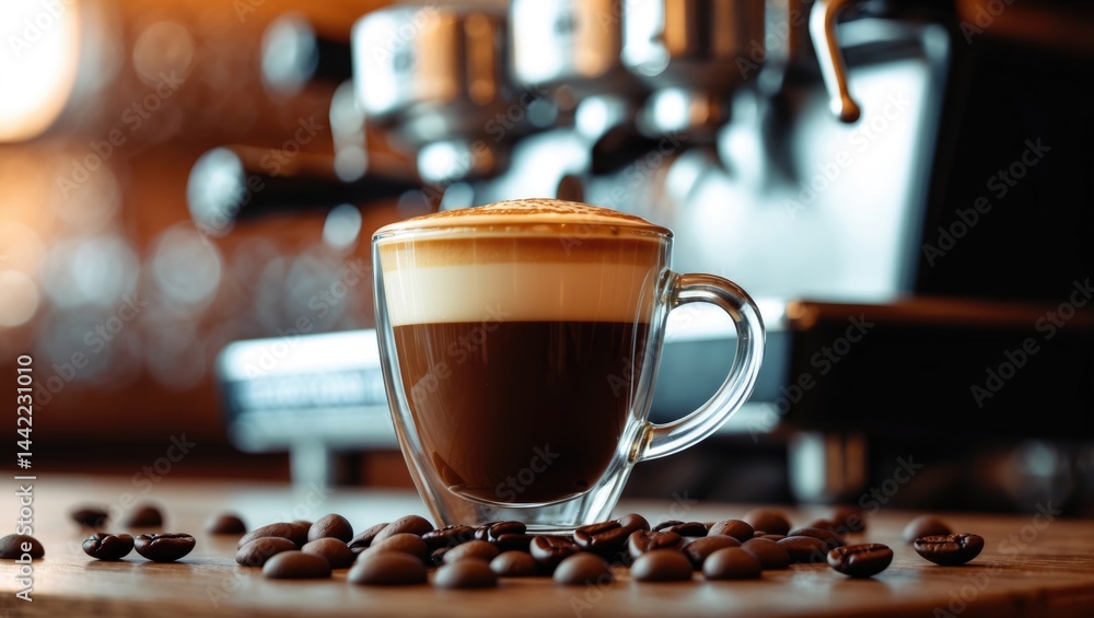 Poster Espresso machine positioned in the background