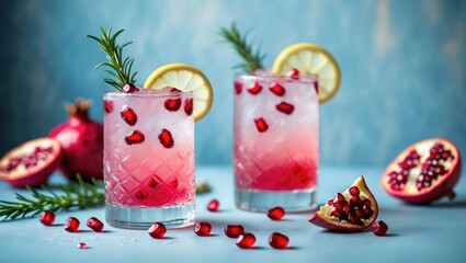 Festive Citrus Beverages, Cocktail Style, Focused Image, Space for Text