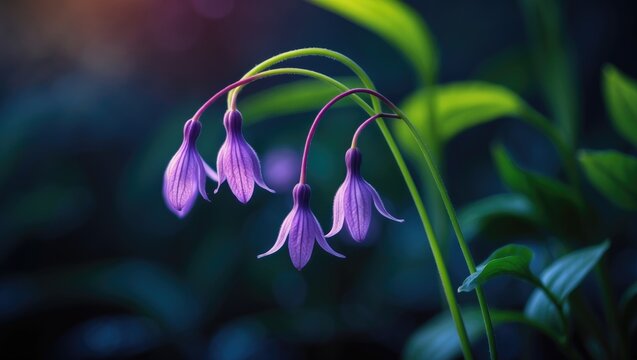 Close-up of Streptocarpus saxorum or False African violet showcasing bright five-petaled blooms.