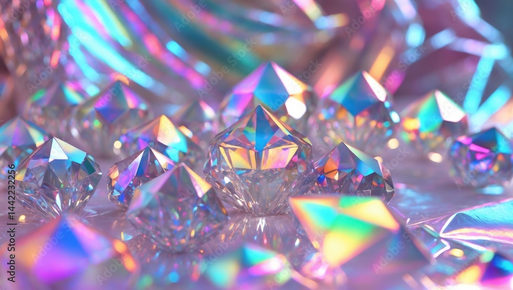 Poster iridescent tinsel in holographic style. shiny foil texture as an abstract hologram background. authe
