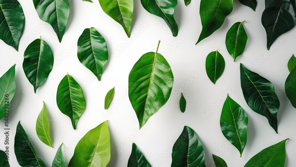Poster Mango leaf in fall isolated on background with clipping path and complete depth of field