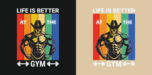 Obraz premium High-quality gym and fitness T-shirt design featuring bold, motivational typography perfect for workout lovers, bodybuilders, and athletes. Ideal for print-on-demand, apparel branding, and activewear 