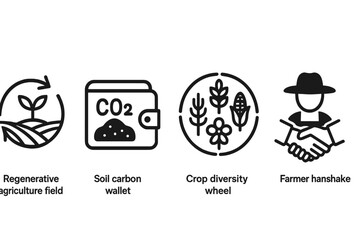 Icons of regenerative agriculture blend together land, carbon, diversity, and finance