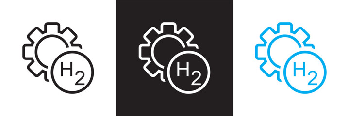 H2 hydrogen electrolysis  icon. Vector for websites, mobile interfaces, presentations, banner, visual branding etc. Vector illustration. isolated on white and black background. EPS 10