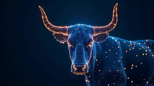Taurus bull zodiac horoscope sign made in light stars in the sky