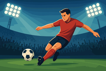 Naklejka premium Dynamic gameplay and crowd energy are captured in a flat sports action scene