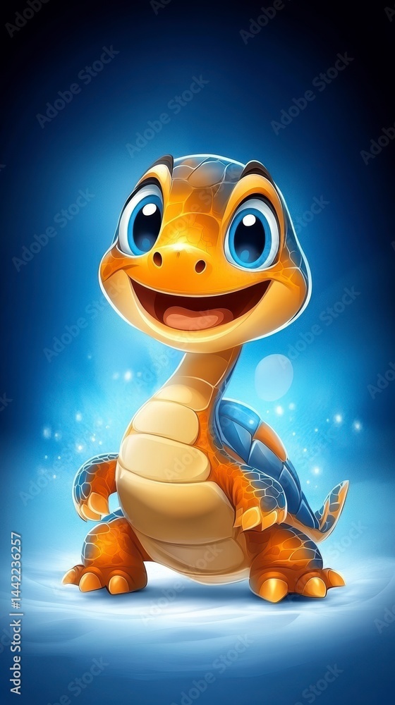 Poster adventurous cartoon turtle character fantasy setting digital art playful environment engaging perspe