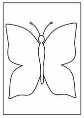 A simple butterfly outline template perfect for children's crafts, coloring activities, or educational purposes. This large butterfly shape is ideal for cut-and-paste projects or early art education 