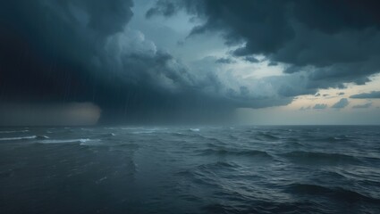 Sky filled with stormy clouds and rain