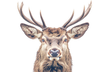 Close-up of a deer head  Mature deer with large antlers  Focused on face and antlers