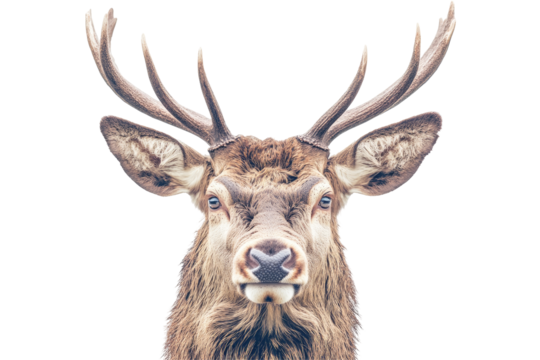 Close-up of a deer head  Mature deer with large antlers  Focused on face and antlers