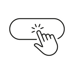 Hand Clicking Button Line Icon. User Interaction, Click Action, And Digital Interface Navigation Outline Symbol. Web Design And User Experience. Editable Stroke. Isolated Vector Illustration