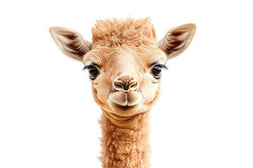 Fototapeta premium Close-up of a young, endearing llama-like creature