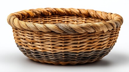 Obraz premium a handwoven basket on a white isolated background, natural and charming design