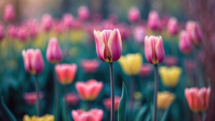 Fototapeta premium Photograph of tulips blooms