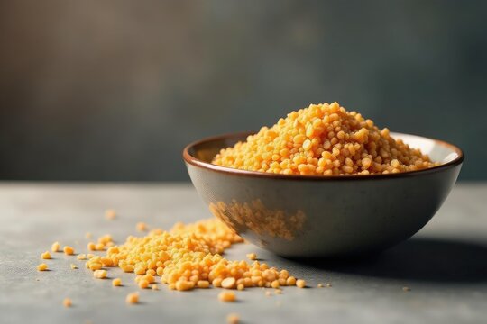 Empty bowl with scattered grains, minimalist scene , eating plan, simple