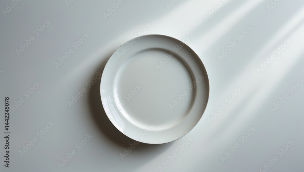 Poster Top-down view of an isolated empty plate on background