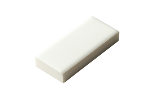 Clean white rectangular eraser perfect for precise erasing minimal design studio shot on white
