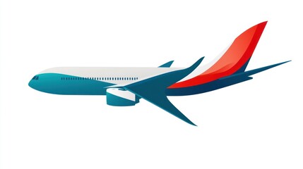 Airplane in flight, simple illustration, aviation, transport